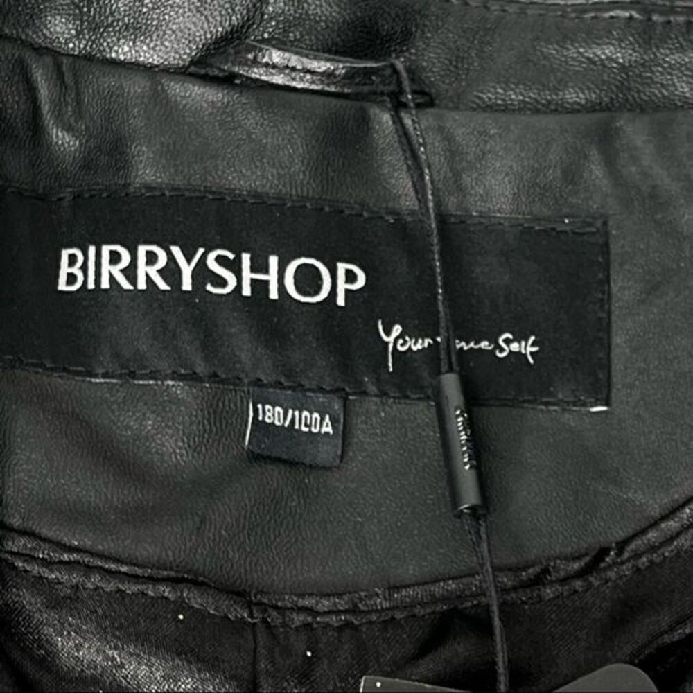 BirryShop‎ Black Genuine Leather Blazer Collar One Button Front Pockets Women’s - Picture 8 of 14